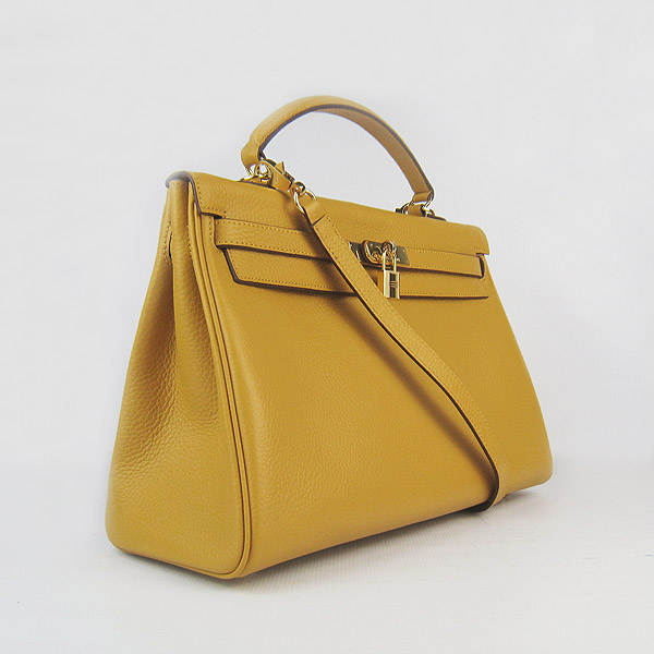 High Quality Hermes Kelly 35CM Togo Leather Bag Yellow 6308